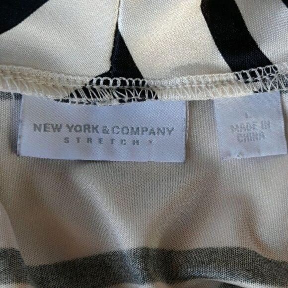 New York & Company Sleeveless Mock Wrap Draped Metallic Black Striped Blouse Sz - Picture 3 of 8